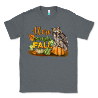 Charcoal Heather Here Comes Fall Owl Classic Tee - LillyAllenDesigns