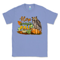 Colony Blue Here Comes Fall Owl Classic Tee - LillyAllenDesigns