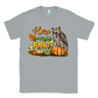 Heather Grey Here Comes Fall Owl Classic Tee - LillyAllenDesigns