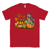 Red Here Comes Fall Owl Classic Tee - LillyAllenDesigns