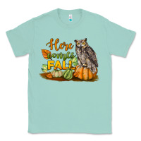 Seafoam Here Comes Fall Owl Classic Tee - LillyAllenDesigns