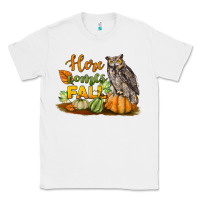 White Here Comes Fall Owl Classic Tee - LillyAllenDesigns