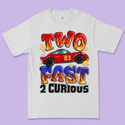 Two Fast Two Curious Boys Birthday Racing Car Premium Tee Designed By Maliassmallbusiness