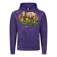 Cloud Purple simmental bull with sunflowers Vintage Hoodie - LillyAllenDesigns