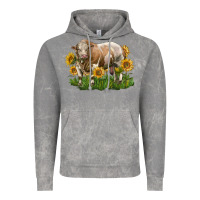Cloud Rock simmental bull with sunflowers Vintage Hoodie - LillyAllenDesigns