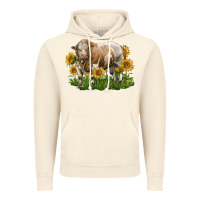 Vintage Artic simmental bull with sunflowers Vintage Hoodie - LillyAllenDesigns