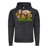 Simmental Bull With Sunflowers Vintage Hoodie | Teevron