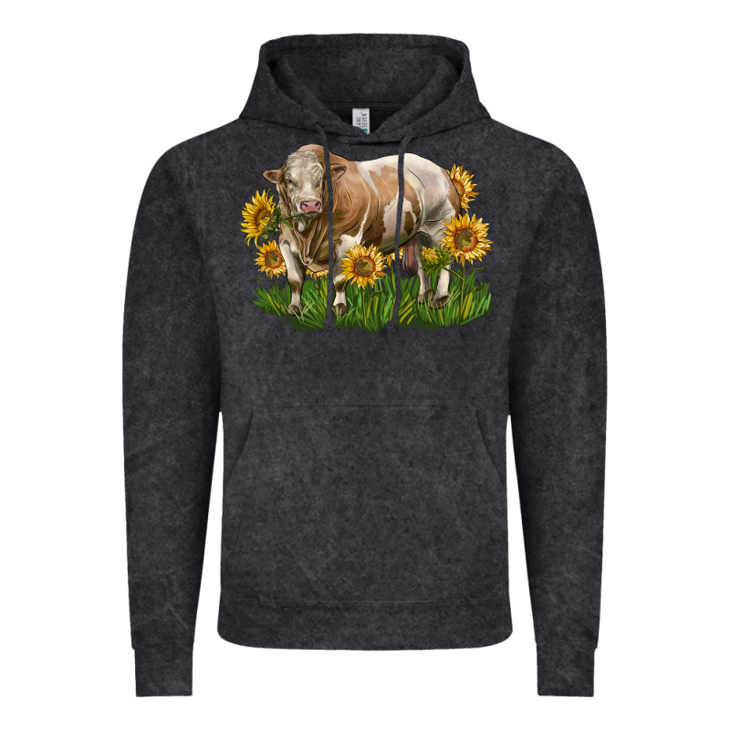 Simmental Bull With Sunflowers Vintage Hoodie by LillyAllenDesigns | Teevron