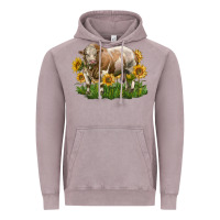 Vintage Zinc simmental bull with sunflowers Vintage Hoodie - LillyAllenDesigns