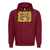 Burgundy Baby Cow Leopard Sunflowers Zipper Hoodie - CowCowDesign