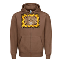 Chestnut Baby Cow Leopard Sunflowers Zipper Hoodie - CowCowDesign