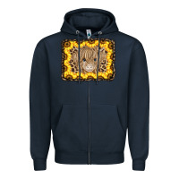 Navy Baby Cow Leopard Sunflowers Zipper Hoodie - CowCowDesign
