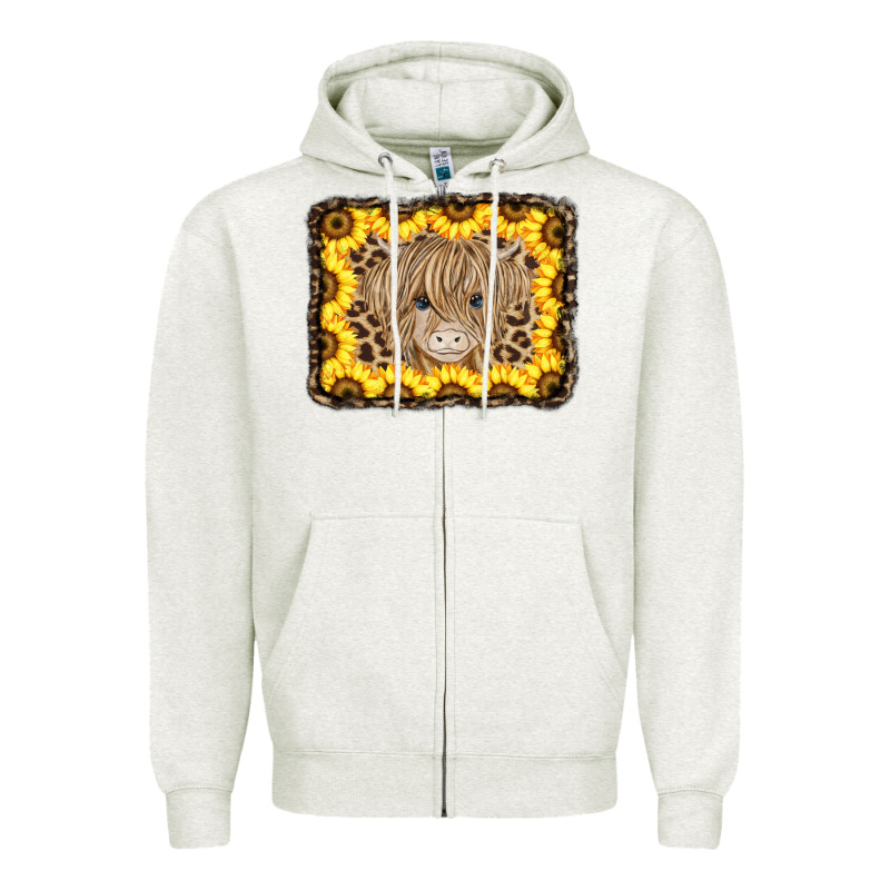 Baby Cow Leopard Sunflowers Zipper Hoodie by CowCowDesign | Teevron