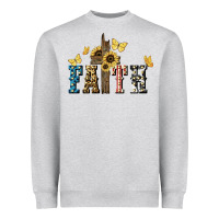 Heather Grey Faith USA sunflower 4th of july Heavyweight Sweatshirt - HowdyJamesFarm