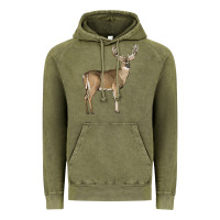 Vintage Olive white tailed buck deer Vintage Hoodie - LillyAllenDesigns