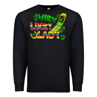 Black Hey lucky lady flip phone Premium Sweatshirt - FaDigitalArtStudio