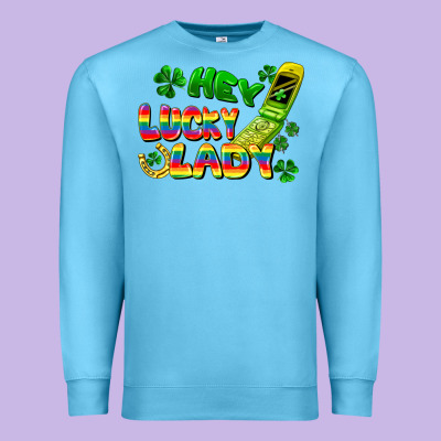 Hey Lucky Lady Flip Phone Premium Sweatshirt Designed By Fadigitalartstudio