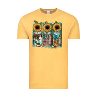 Vintage Mustard mason jar, sunflower Vintage Tee - JahusDesignShop