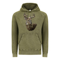 Vintage Olive white tailed buck deer head Vintage Hoodie - LillyAllenDesigns
