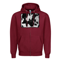 Burgundy Cowhide Zipper Hoodie - CowCowDesign