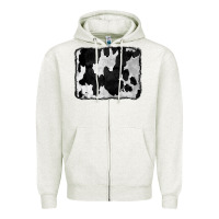 Oatmeal Heather Cowhide Zipper Hoodie - CowCowDesign