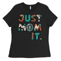 Black just mom it cowhide turquoise Ladies Tee - Jasminsmagicworld