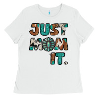 White just mom it cowhide turquoise Ladies Tee - Jasminsmagicworld
