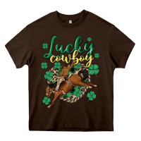 Chocolate Brown lucky cowboy Heavy Core Tee - MaliasSmallBusiness
