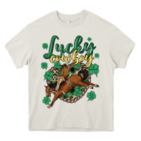 Cream lucky cowboy Heavy Core Tee - MaliasSmallBusiness