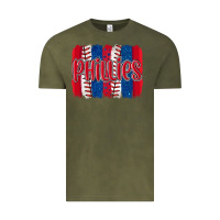 Vintage Olive phillies baseball team spirit brushstrokes Vintage Tee - Artiststas