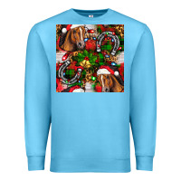 Ocean Blue christmas horse leopard Premium Sweatshirt - FaDigitalArtStudio