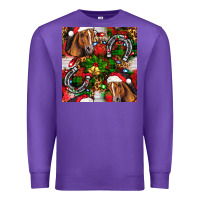 Purple christmas horse leopard Premium Sweatshirt - FaDigitalArtStudio