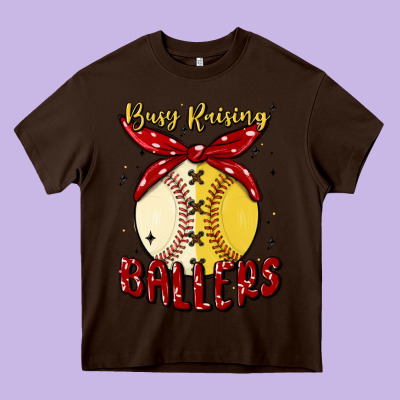 Busy Raising Ballers Malia Heavy Core Tee Designed By Maliassmallbusiness