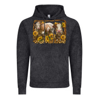 Vintage Black simmental bull and heifer with sunflowers Vintage Hoodie - LillyAllenDesigns