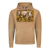 Simmental Bull And Heifer With Sunflowers Vintage Hoodie | Teevron