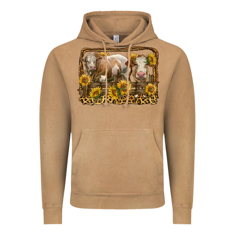 Simmental Bull And Heifer With Sunflowers Vintage Hoodie by LillyAllenDesigns | Teevron