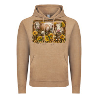 Vintage Coffee simmental bull and heifer with sunflowers Vintage Hoodie - LillyAllenDesigns
