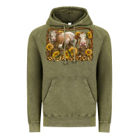 Vintage Olive simmental bull and heifer with sunflowers Vintage Hoodie - LillyAllenDesigns