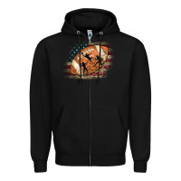Black American Football Flag Players Zipper Hoodie - CowCowDesign