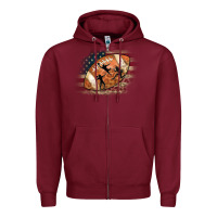 Burgundy American Football Flag Players Zipper Hoodie - CowCowDesign