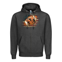 Charcoal Heather American Football Flag Players Zipper Hoodie - CowCowDesign