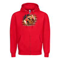 Red American Football Flag Players Zipper Hoodie - CowCowDesign