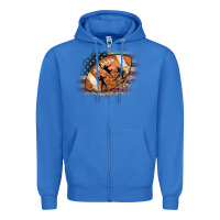 True Royal American Football Flag Players Zipper Hoodie - CowCowDesign