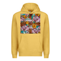 Antique Gold Western Landrace Pig With Sunflowers Seamless Premium Hoodie - FaDigitalArtStudio