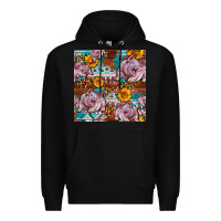 Black Western Landrace Pig With Sunflowers Seamless Premium Hoodie - FaDigitalArtStudio