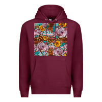 Burgundy Western Landrace Pig With Sunflowers Seamless Premium Hoodie - FaDigitalArtStudio