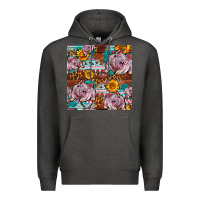 Charcoal Heather Western Landrace Pig With Sunflowers Seamless Premium Hoodie - FaDigitalArtStudio