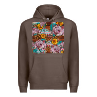 Coffee Western Landrace Pig With Sunflowers Seamless Premium Hoodie - FaDigitalArtStudio