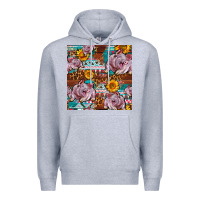 Heather Grey Western Landrace Pig With Sunflowers Seamless Premium Hoodie - FaDigitalArtStudio