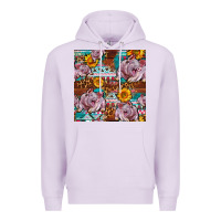 Lilac Western Landrace Pig With Sunflowers Seamless Premium Hoodie - FaDigitalArtStudio